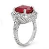 Image 2 : 8.0 ctw Ruby & Diamond Ring 14k White Gold