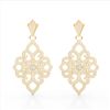 Image 2 : 2.50 ctw Micro Pave VS/SI Diamond Designer Earrings 14k Yellow Gold