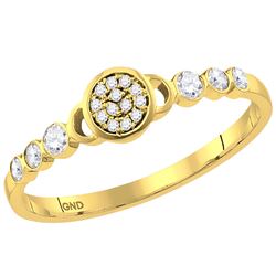 10kt Yellow Gold Round Diamond Cluster Stackable Band Ring 1/6 Cttw