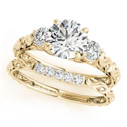 0.89 ctw VS/SI Diamond 3 Stone 2pc Wedding Set 14k Yellow Gold