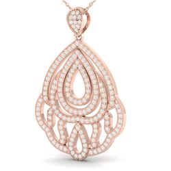 1.50 ctw Micro Pave VS/SI Diamond Necklace 14k Rose Gold