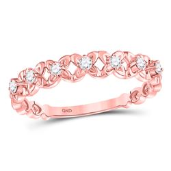 10kt Rose Gold Round Diamond Flower Petal Stackable Band Ring 1/6 Cttw