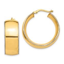 14k Two-Tone Polished Hoop Earrings - 3x27 mm