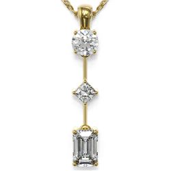 0.9 ctw Emerald Cut Diamond Designer Necklace 18K Yellow Gold