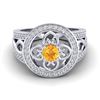 Image 1 : 1 ctw VS/SI Diamond & Citrine Micro Pave Designer Ring 18k White Gold