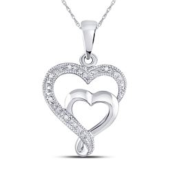 Sterling Silver Round Diamond Heart Pendant .02 Cttw