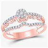Image 1 : 14kt Rose Gold Round Diamond Modern Filigree Band Ring 1/3 Cttw