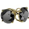 Image 3 : 5 ctw Fancy Black Diamond Solitaire Stud Earrings 10k Yellow Gold