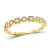 Image 1 : 10kt Yellow Gold Round Diamond Square Dot Stackable Band Ring 1/6 Cttw