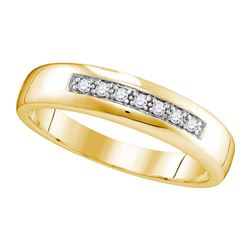 10kt Yellow Gold Round Diamond Single Row Wedding Band 1/10 Cttw