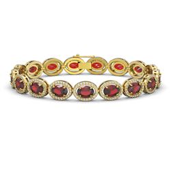 21.98 ctw Garnet & Diamond Micro Pave Halo Bracelet 10k Yellow Gold