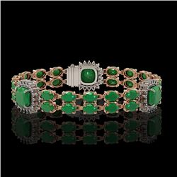 21.83 ctw Emerald & Diamond Bracelet 14K Rose Gold