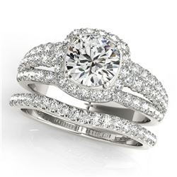 2.19 ctw Certified VS/SI Diamond 2pc Wedding Set Halo 14k White Gold