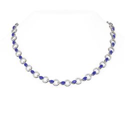 24 ctw Sapphire & Diamond Necklace 18K White Gold
