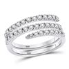 Image 1 : Sterling Silver Round Diamond Triple Strand Wrap Band Ring 1/10 Cttw