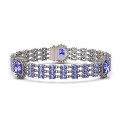 29.71 ctw Tanzanite & Diamond Bracelet 14K White Gold