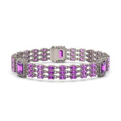22.77 ctw Amethyst & Diamond Bracelet 14K White Gold