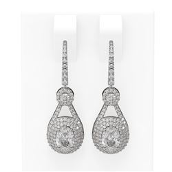 3.99 ctw Oval Diamond Earrings 18K White Gold