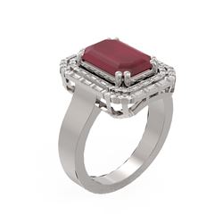 6.6 ctw Ruby & Diamond Ring 18K White Gold