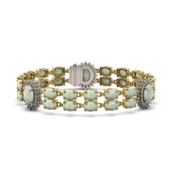 21.87 ctw Opal & Diamond Bracelet 14K Yellow Gold