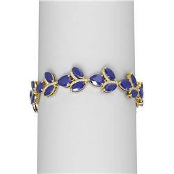 40.92 ctw Sapphire & Diamond Bracelet 18K Yellow Gold