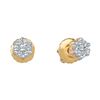 Image 1 : 10kt Yellow Gold Round Diamond Flower Cluster Stud Earrings 1/6 Cttw