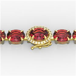 27 ctw Pink Tourmaline & VS/SI Diamond Micro Bracelet 14k Yellow Gold