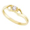 Image 1 : 10kt Yellow Gold Round Diamond Solitaire Heart Promise Bridal Ring 1/10 Cttw