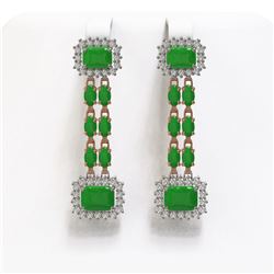 10.22 ctw Jade & Diamond Earrings 14K Rose Gold