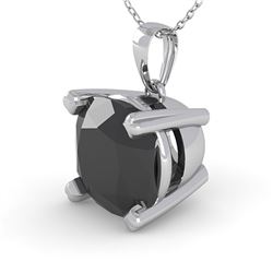 3 ctw Cushion Black Diamond Designer Necklace 14k White Gold