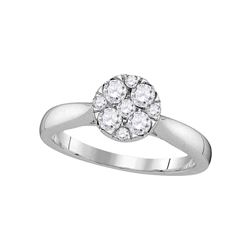 14kt White Gold Round Diamond Cluster Ring 1/2 Cttw