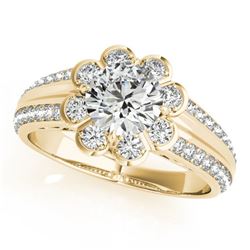 0.85 ctw Certified VS/SI Diamond Solitaire Halo Ring 14k Yellow Gold