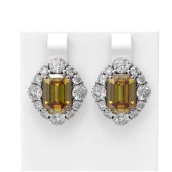 13.4 ctw Canary Citrine & Diamond Earrings 18K White Gold