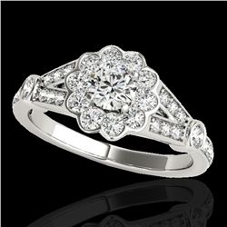 1.9 ctw Certified Diamond Solitaire Halo Ring 10k White Gold