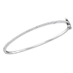 Sterling Silver Round Diamond Single Row Bangle Bracelet 1/3 Cttw