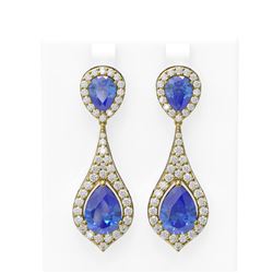 11.4 ctw Tanzanite & Diamond Earrings 18K Yellow Gold