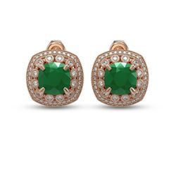 12.49 ctw Certified Emerald & Diamond Victorian Earrings 14K Rose Gold