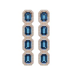 12.02 ctw London Topaz & Diamond Micro Pave Halo Earrings 10k Rose Gold