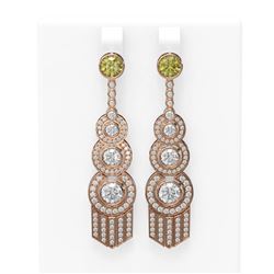 6.09 ctw Fancy Yellow Diamond Earrings 18K Rose Gold