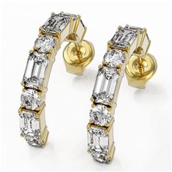 3.12 ctw Emerald Cut Diamond Designer Earrings 18K Yellow Gold