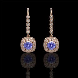 5.2 ctw Certified Tanzanite & Diamond Victorian Earrings 14K Rose Gold