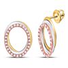 Image 1 : 10kt Tri-Tone Gold Round Diamond Oval Stud Earrings 1/5 Cttw