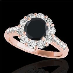 2.75 ctw Certified VS Black Diamond Solitaire Halo Ring 10k Rose Gold