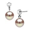 Image 2 : Lavender Pearl and Dainty Diamond Dangle Earrings, 7.5-8.0mm