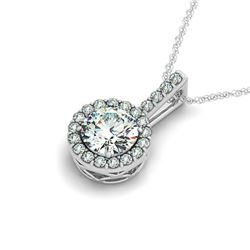 1 ctw Certified SI Diamond Solitaire Halo Necklace 14k White Gold