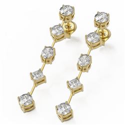 2.9 ctw Mix cut Diamonds Designer Earrings 18K Yellow Gold