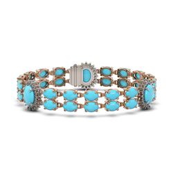 14.58 ctw Turquoise & Diamond Bracelet 14K Rose Gold