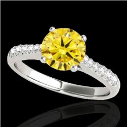 1.25 ctw Certified SI/I Fancy Intense Yellow Diamond Ring 10k White Gold