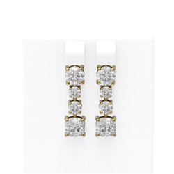 4.46 ctw Cushion Diamond Earrings 18K Yellow Gold