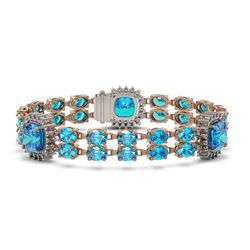 18.97 ctw Swiss Topaz & Diamond Bracelet 14K Rose Gold